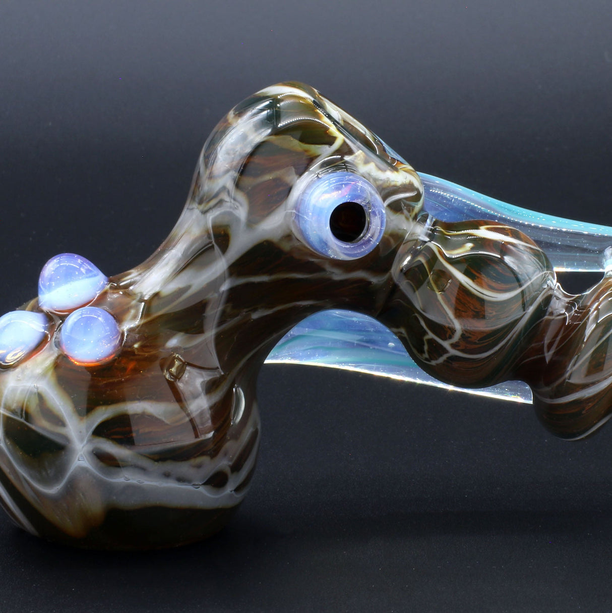 Clayball Glass "Aurora Nebula" Heady Hammer Bubbler, Borosilicate, USA-made, for Dry Herbs, Side View