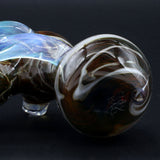 Clayball Glass "Aurora Nebula" Heady Hammer Bubbler, USA made, side view on black background