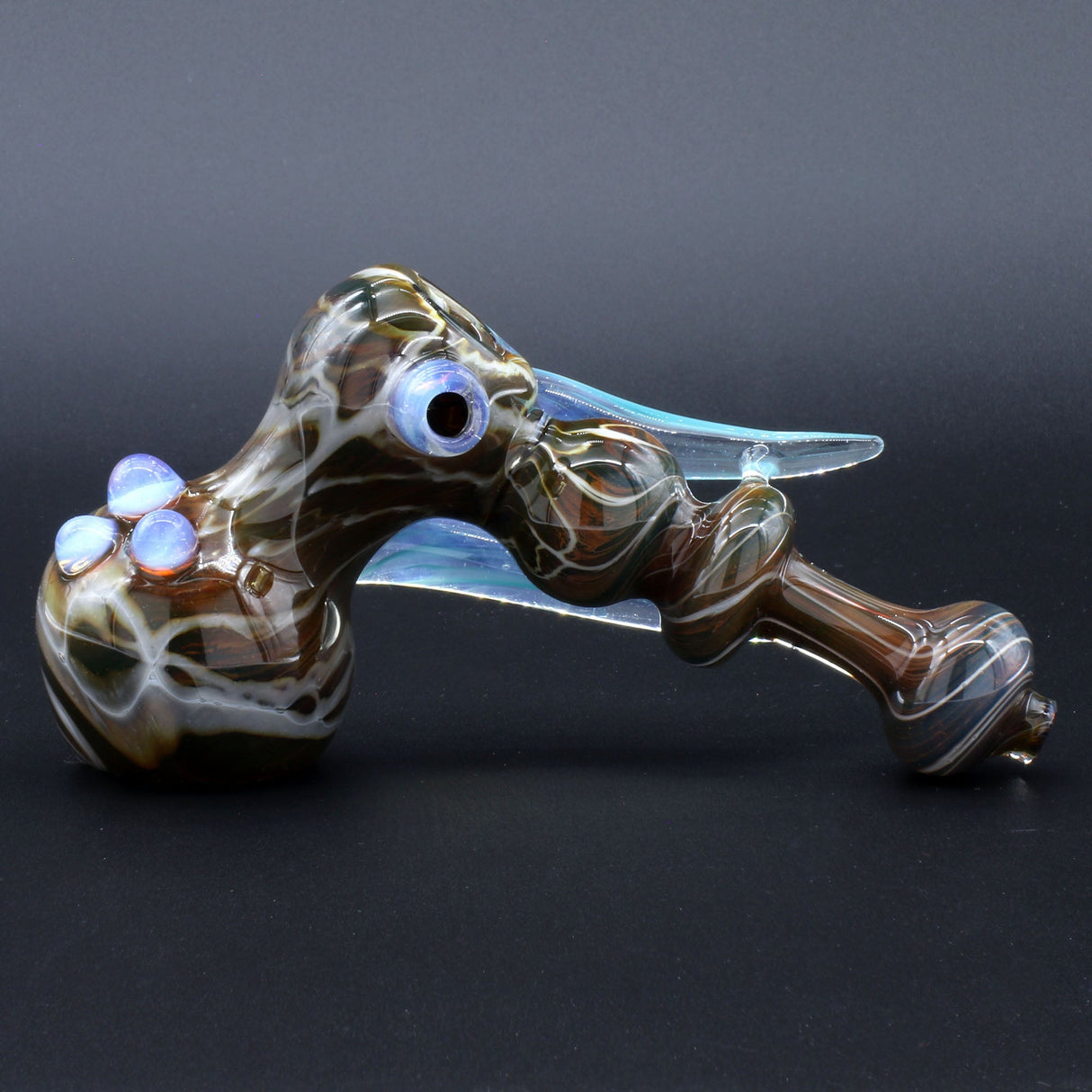 Clayball Glass "Aurora Nebula" Heady Hammer Bubbler, USA Borosilicate, Side View