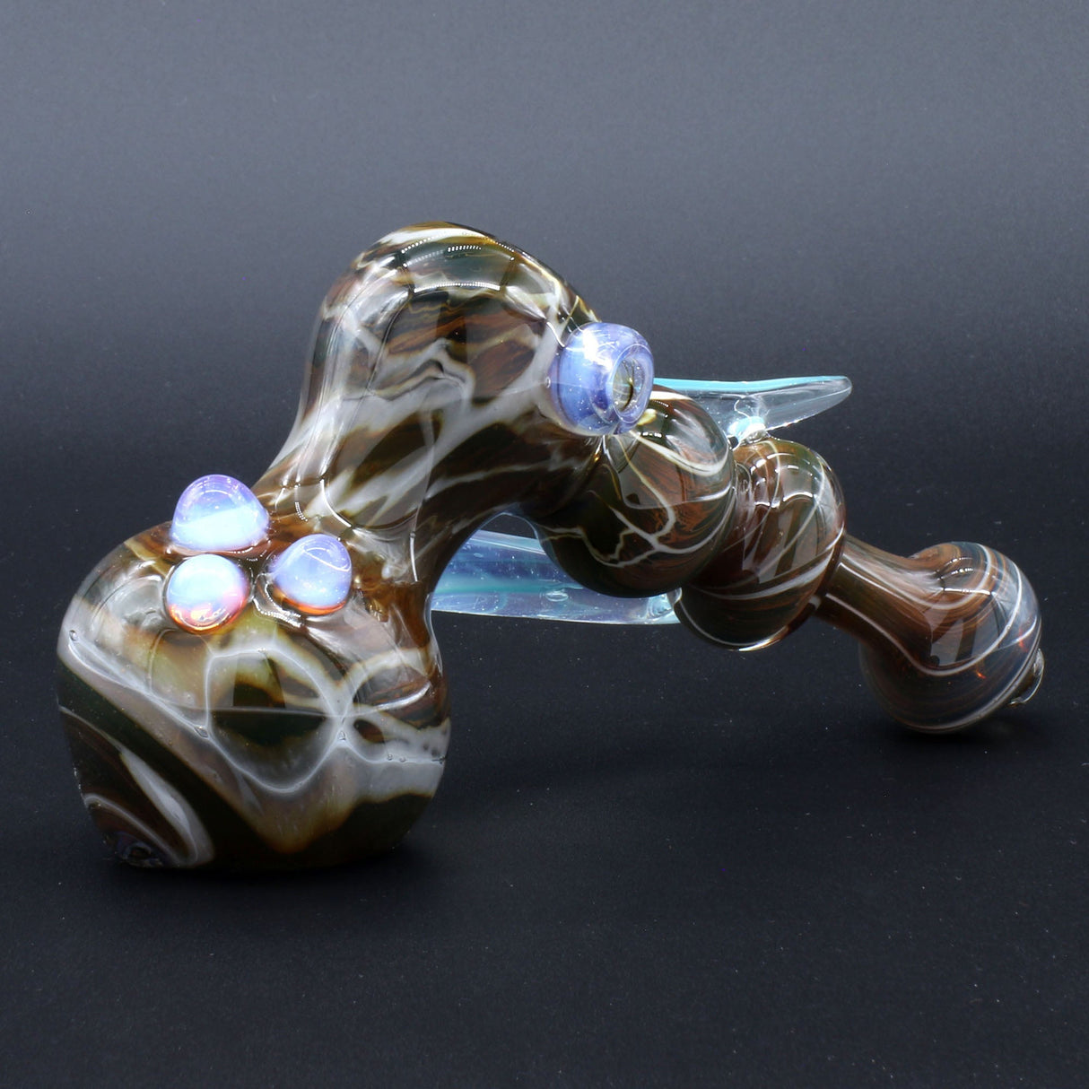 Clayball Glass "Aurora Nebula" Heady Hammer Bubbler, USA Borosilicate with Bubble Design