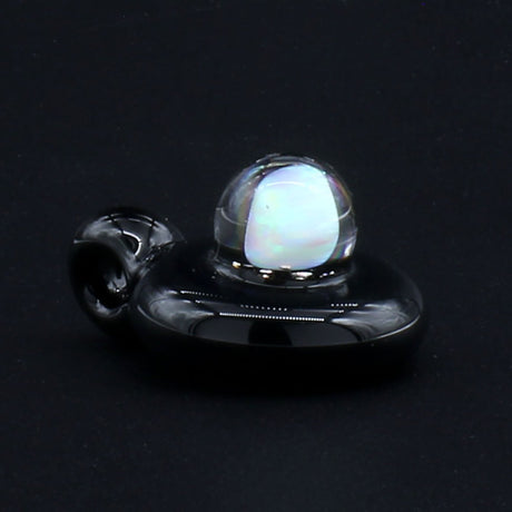 Clayball Glass "Black Jack" Heady Sherlock Dab Set with Opal, Top View on Black Background
