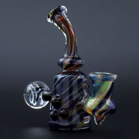 Clayball Glass "Black Moon" Heady Sherlock Dab Rig, USA-made, side view on black background