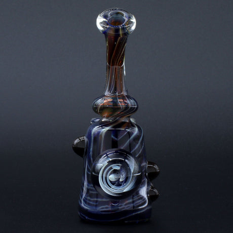 Clayball Glass "Black Moon" Heady Sherlock Dab Rig, USA-made with borosilicate glass, front view on black background
