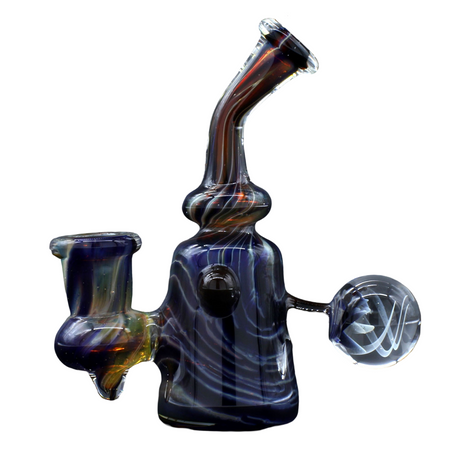 Clayball Glass "Black Moon" Heady Sherlock Dab Rig with 14mm Joint, Front View