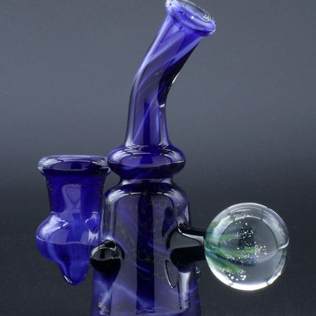 Clayball Glass "Blue Moon" Heady Sherlock Dab Rig with 14mm Joint, USA Made, Side Angle
