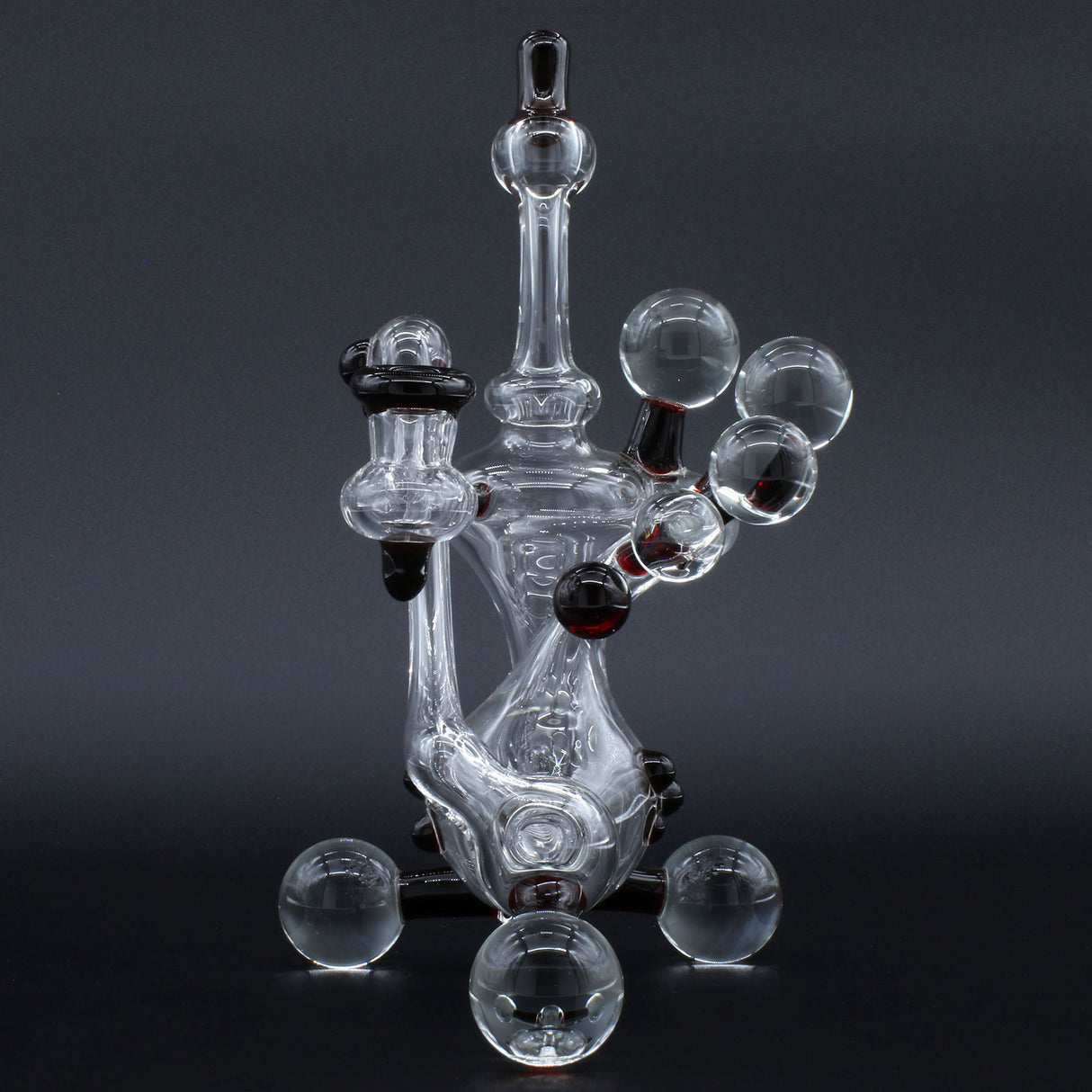 Clayball Glass "Crimson Dreams" Heady Recycler Dab-Rig with In-Line Percolator, Front View