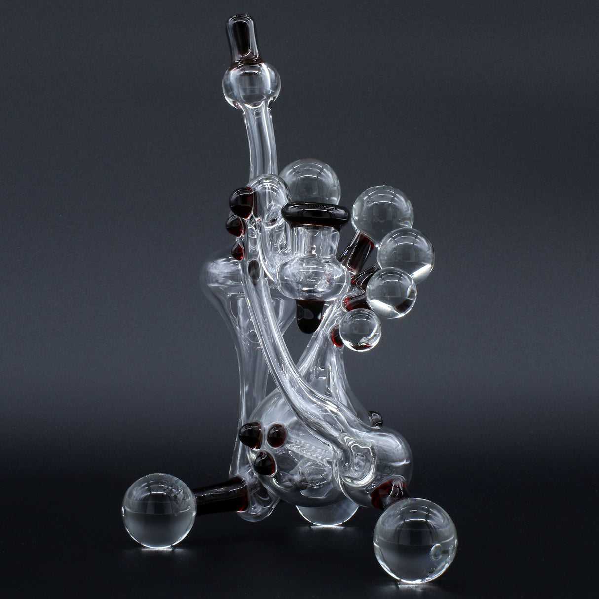 Clayball Glass "Crimson Dreams" Heady Recycler Dab-Rig, 8" with In-Line Percolator, USA Made