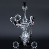 Clayball Glass "Crimson Dreams" Heady Recycler Dab-Rig with In-Line Percolator, front view on black