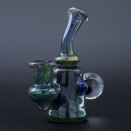 Clayball Glass "Dichroic Dreams" Heady Sherlock Dab Rig with intricate design, front view