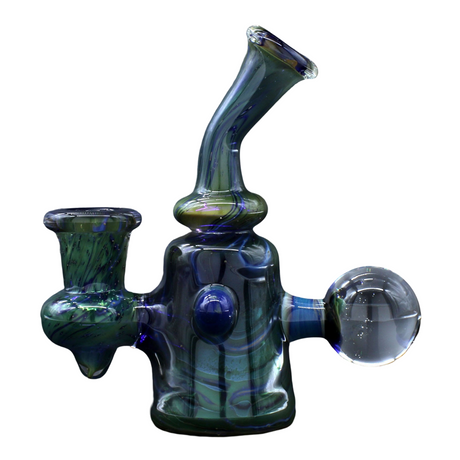 Clayball Glass "Dichroic Dreams" Heady Sherlock Dab Rig with 14mm Joint on White Background