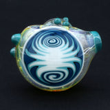 Clayball Glass "Duality Nebula" Heady Spoon Hand-Pipe with Swirl Design on Black Background