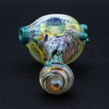 Clayball Glass "Duality Nebula" Heady Spoon Pipe with intricate swirl design on black background
