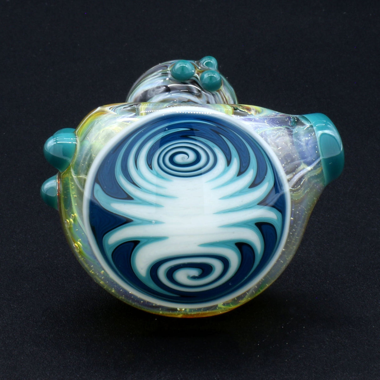 Clayball Glass "Duality Nebula" Heady Spoon Pipe with intricate blue swirl design