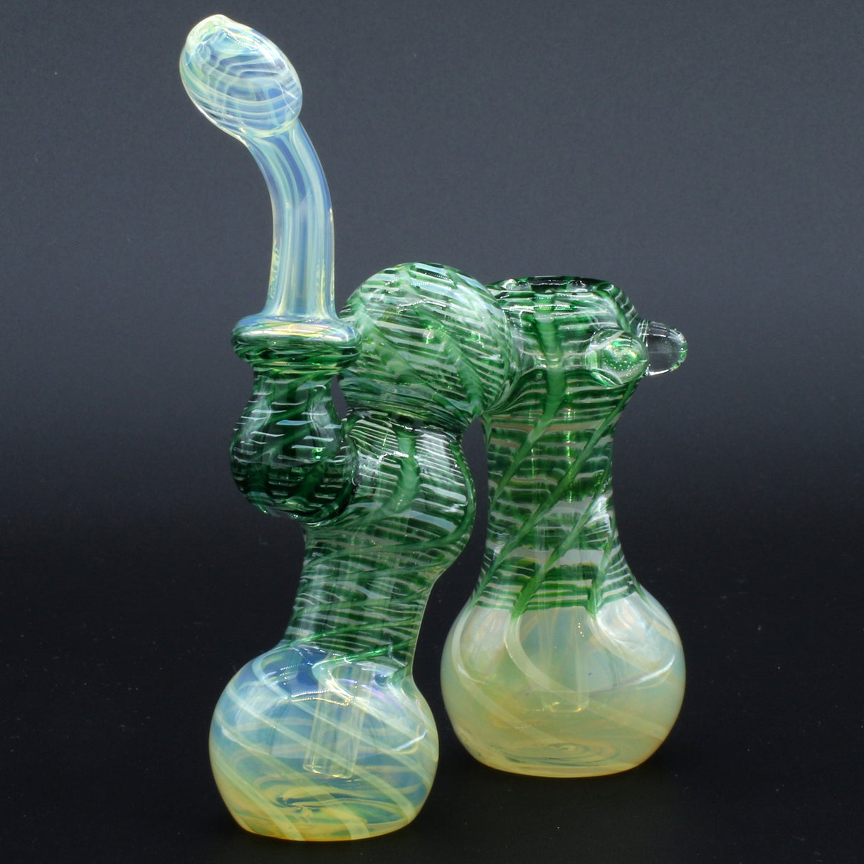 Clayball Glass "Dub-Bubb" Sherlock Double Bubbler, Heady Borosilicate Glass, USA Made, Front View