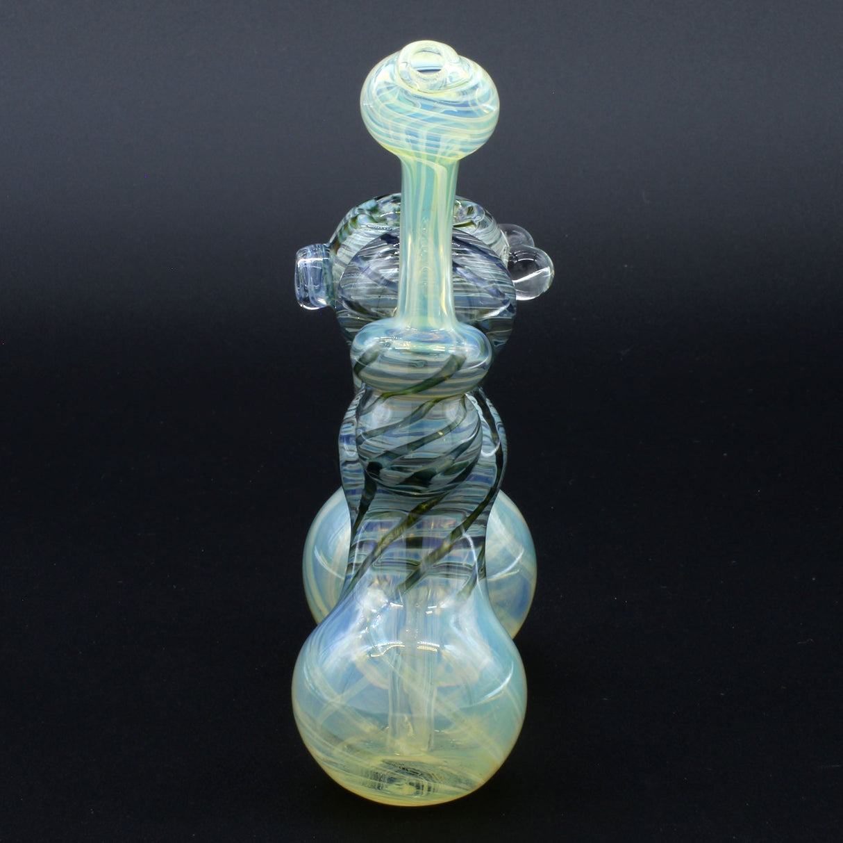 Clayball Glass "Dub-Bubb" Sherlock Double Bubbler, Heady Borosilicate Design, Front View