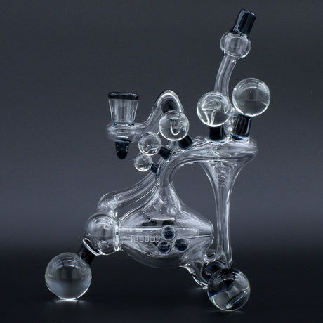 Clayball Glass "Electric Moon" Heady Recycler Dab-Rig, front view on black background
