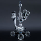 Clayball Glass "Electric Moon" Heady Recycler Dab-Rig with Intricate Design, Front View