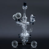 Clayball Glass "Electric Moon" Heady Recycler Dab-Rig Front View on Dark Background