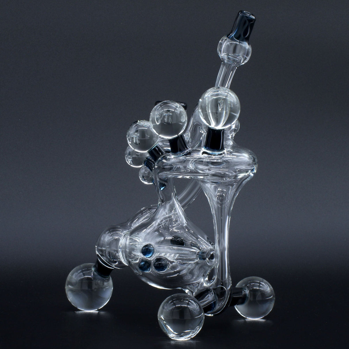 Clayball Glass "Electric Moon" Heady Recycler Dab-Rig, intricate USA-made borosilicate design