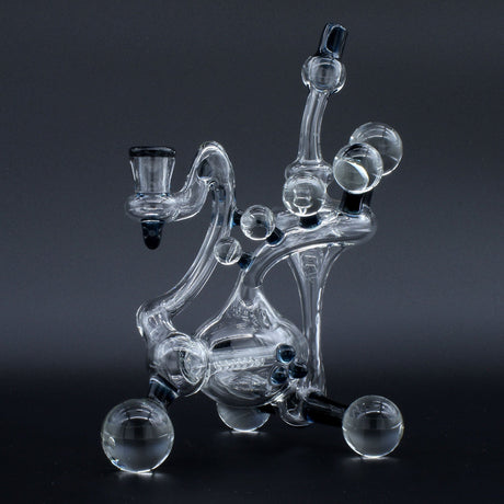 Clayball Glass "Electric Moon" Heady Recycler Dab-Rig, 8" Borosilicate, Front View