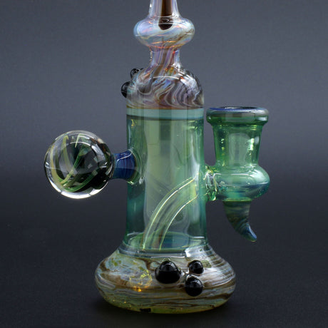 Clayball Glass "Enclave Nebula" Heady Sherlock Dab-Rig, 8" with intricate design, front view
