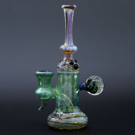 Clayball Glass "Enclave Nebula" Heady Sherlock Dab-Rig with intricate design, front view on seamless black background