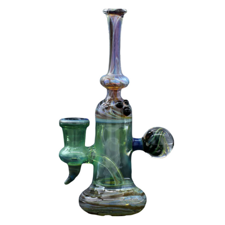 Clayball Glass "Enclave Nebula" Heady Sherlock Dab-Rig, front view, for concentrates, 8" height, 14mm joint
