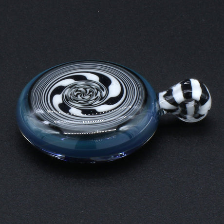 Clayball Glass "Enter the Void" pendant with intricate black and white reversal pattern