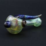 Clayball Glass "Green Horn Nebula" Heady Spoon Hand-Pipe, USA made, side view on black
