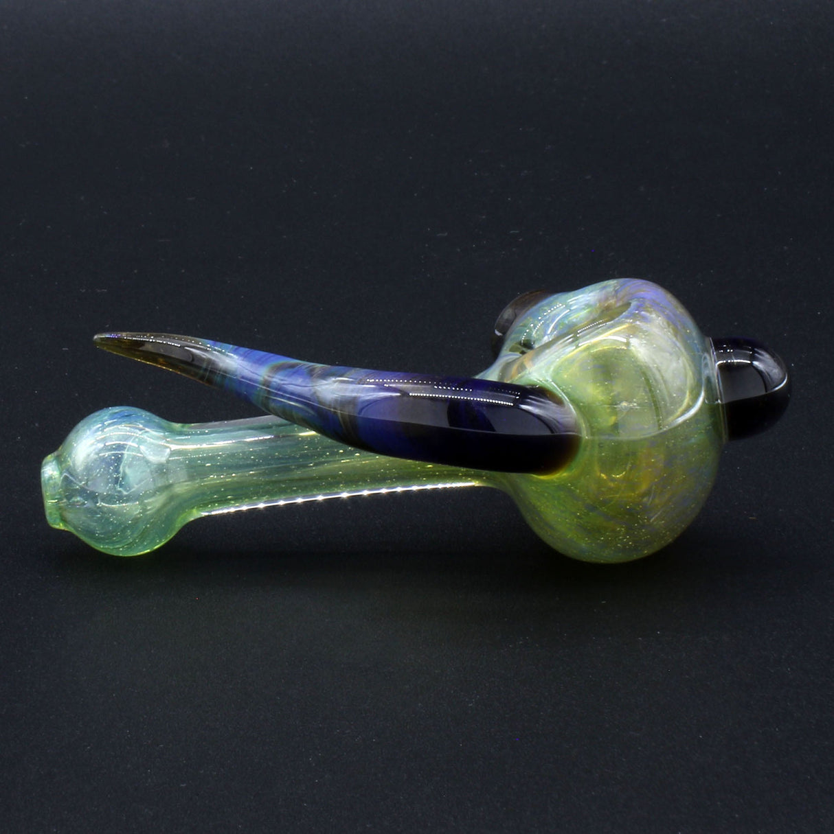 Clayball Glass "Green Horn Nebula" Heady Spoon Hand-Pipe, Borosilicate, Side View