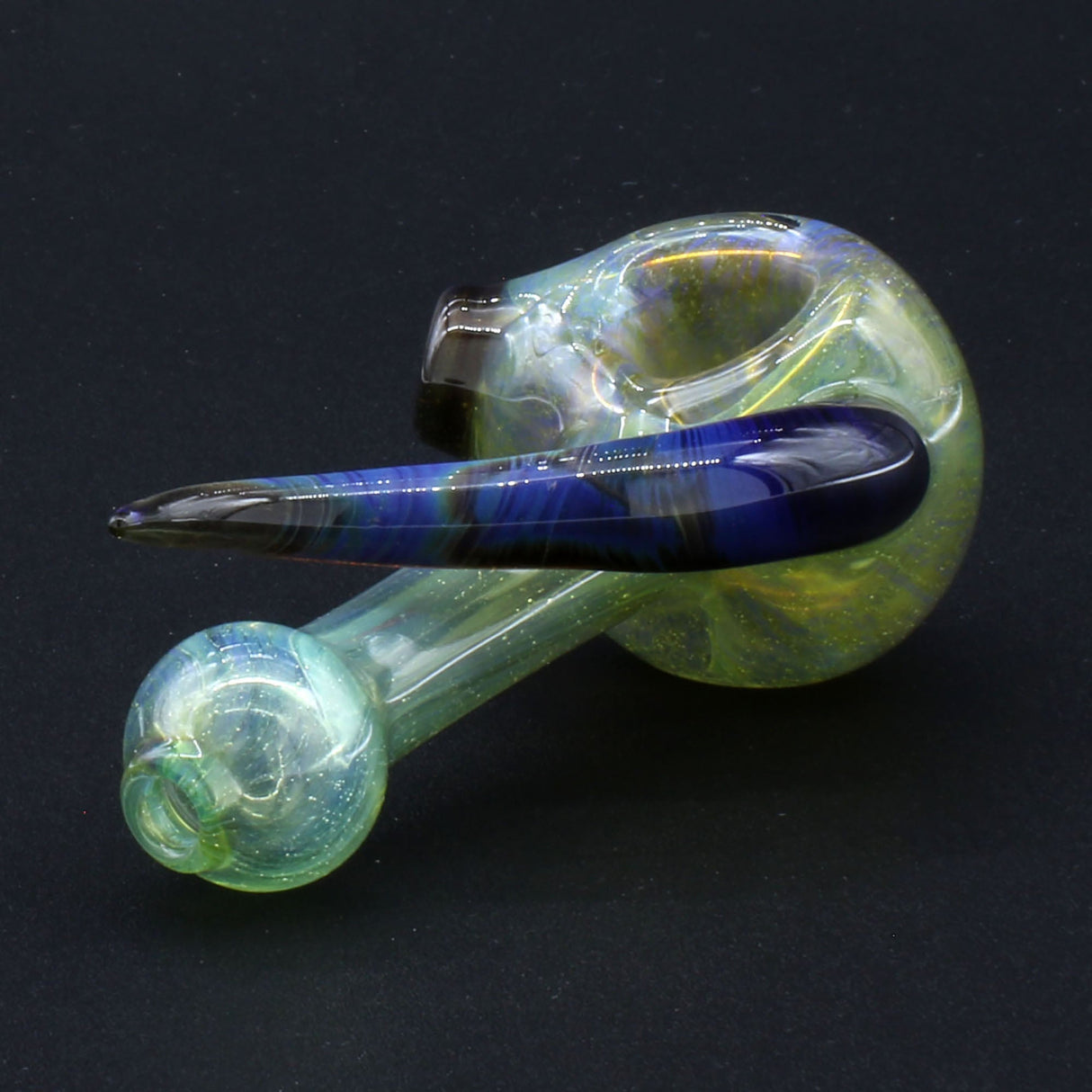 Clayball Glass "Green Horn Nebula" Heady Spoon Pipe, Borosilicate, USA Made, Top View