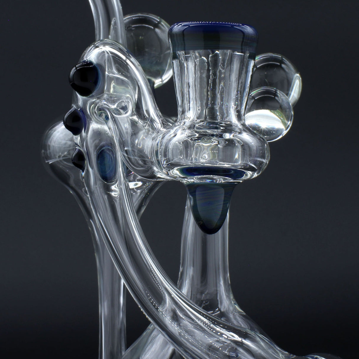 Clayball Glass "Milky Way" Heady Recycler Dab-Rig Close-Up, Borosilicate Glass, 8" Tall