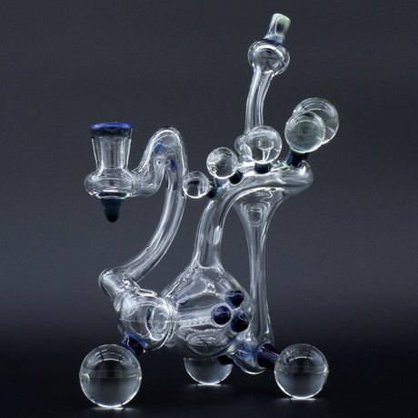 Clayball Glass "Milky Way" Heady Recycler Dab-Rig front view on seamless black background