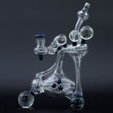 Clayball Glass "Milky Way" Heady Recycler Dab-Rig, USA made, 8-inch height, side view on black