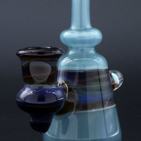 Clayball Glass "Opal Nebula" Heady Sherlock Dab Rig with intricate design, side view on black background