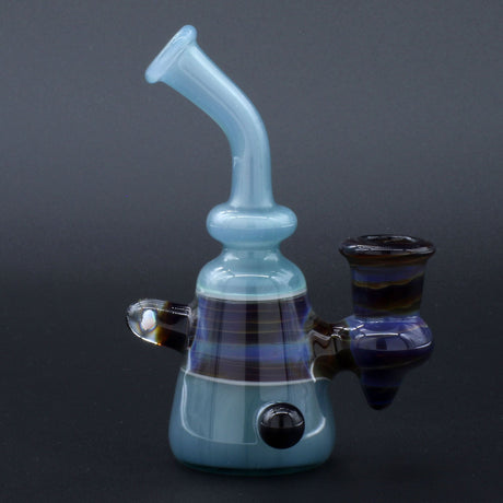 Clayball Glass "Opal Nebula" Heady Sherlock Dab Rig, 5" height, USA made, front view on black