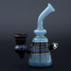 Clayball Glass "Opal Nebula" Heady Sherlock Dab Rig with intricate design, front view on a black background