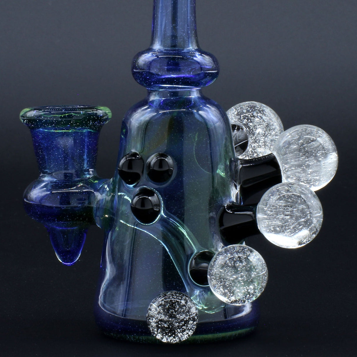 Clayball Glass "Super Nova" Heady Sherlock Dab Rig with intricate glass bubbles, 5.5" tall, USA made