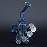Clayball Glass "Super Nova" Heady Sherlock Dab Rig with clear bubbles on black background