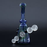 Clayball Glass "Super Nova" Heady Sherlock Dab Rig with intricate glass orbs, front view on black