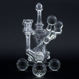 Clayball Glass "Translucent Dreams" Heady Recycler Dab-Rig with Intricate Design Front View