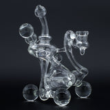 Clayball Glass 'Translucent Dreams' Heady Recycler Dab-Rig, front view on black background