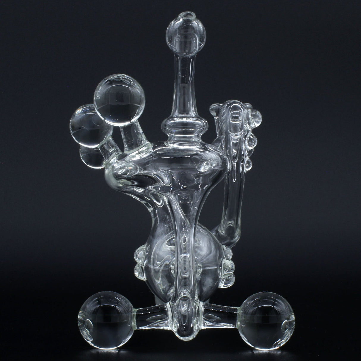 Clayball Glass 'Translucent Dreams' Heady Recycler Dab-Rig Front View on Black