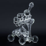 Clayball Glass "Translucent Dreams" Heady Recycler Dab-Rig on black background