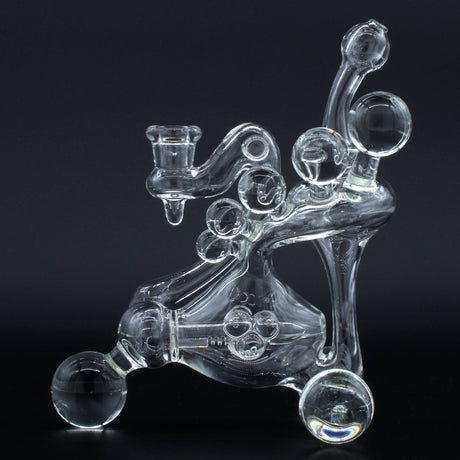 Clayball Glass "Translucent Dreams" Heady Recycler Dab-Rig Front View on Black