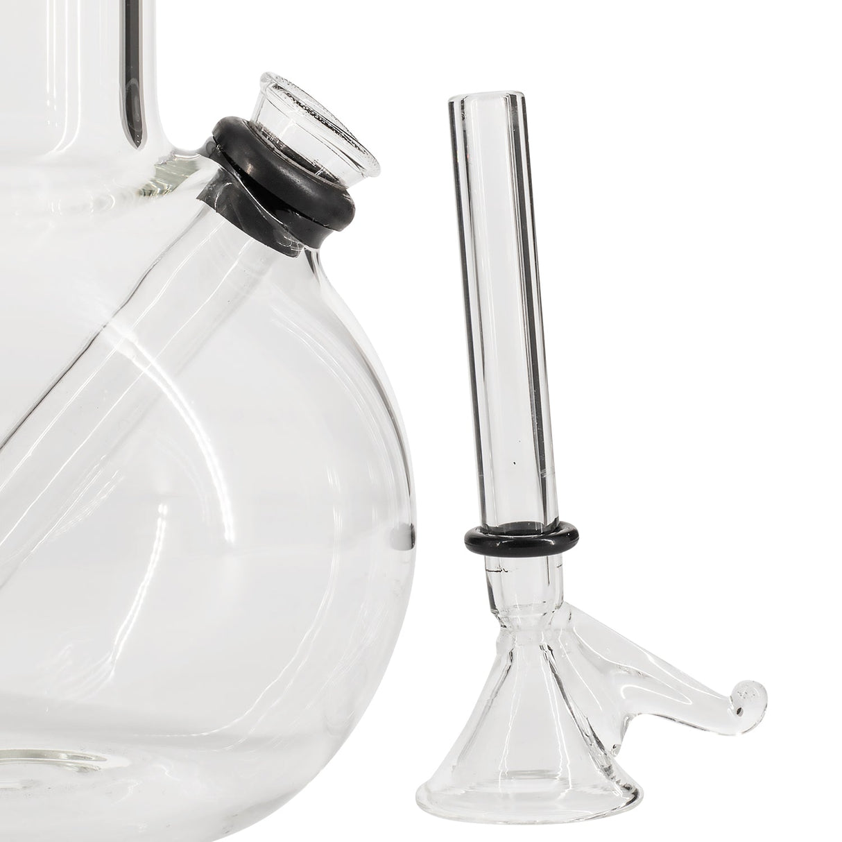 LA Pipes Clear Glass Basic Water Pipe with 45 Degree Grommet Joint - Close-up Side View