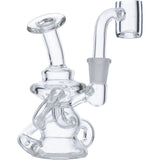 Clear Quartz Mini Dab Rig by Valiant Distribution, 90 Degree 10mm Joint, Portable Design, Front View