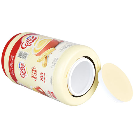 Coffee Mate Creamer Diversion Stash Safe XL, 56oz with open lid, side view, secure storage