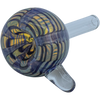 LA Pipes Color Raked Bubble Pull-Stem Slide Bowl in Blue, Borosilicate Glass, Top View