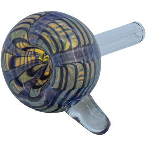 LA Pipes Color Raked Bubble Pull-Stem Slide Bowl in Blue, Borosilicate Glass, Top View